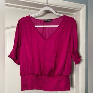 Catherine Malandrino Magenta Smocked Waist Blouse - Size L
